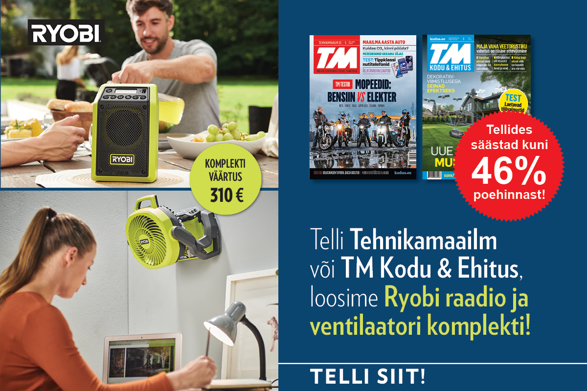 Telli Tehnikamaailm võ TM Kodu & Ehitus ja võida Ryobi raadio ja ventilaatori komplekt